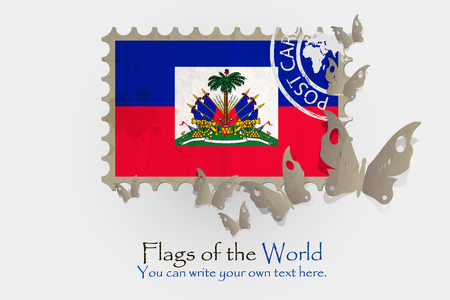 vector flag measurements with butterflies from paper of Haitiのイラスト素材