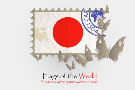 vector flag measurements with butterflies from paper of Japanのイラスト素材