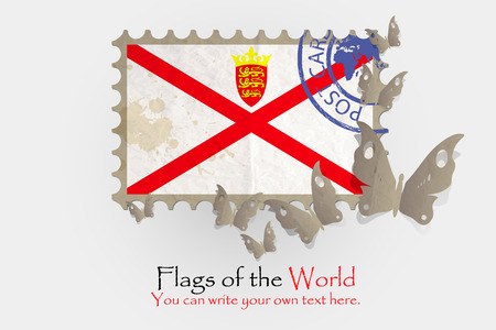 vector flag measurements with butterflies from paper of Jerseyのイラスト素材