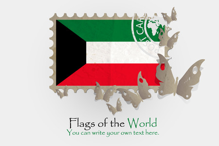 vector flag measurements with butterflies from paper of Kuwaitのイラスト素材