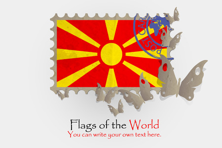 vector flag measurements with butterflies from paper of Macedoniaのイラスト素材