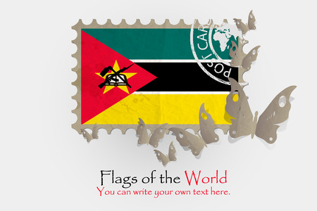 vector flag measurements with butterflies from paper of Mozambiqueのイラスト素材