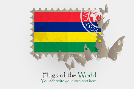vector flag measurements with butterflies from paper of Mauritiusのイラスト素材