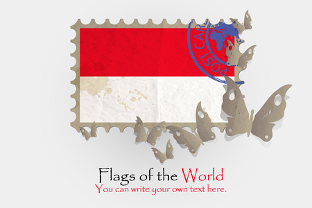 vector flag measurements with butterflies from paper of Monacoのイラスト素材
