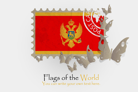 vector flag measurements with butterflies from paper of Montenegroのイラスト素材