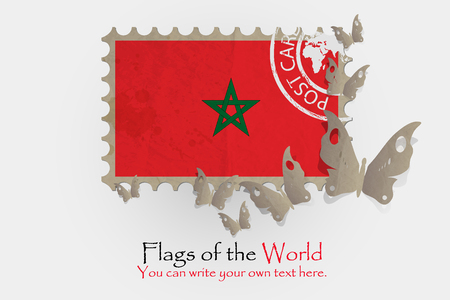 vector flag measurements with butterflies from paper of Moroccoのイラスト素材