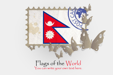 vector flag measurements with butterflies from paper of Nepalのイラスト素材
