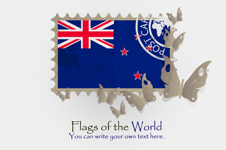 vector flag measurements with butterflies from paper of New Zealandのイラスト素材