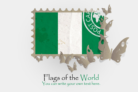 vector flag measurements with butterflies from paper of Nigeriaのイラスト素材