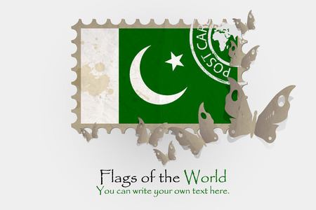 vector flag measurements with butterflies from paper of Pakistanのイラスト素材