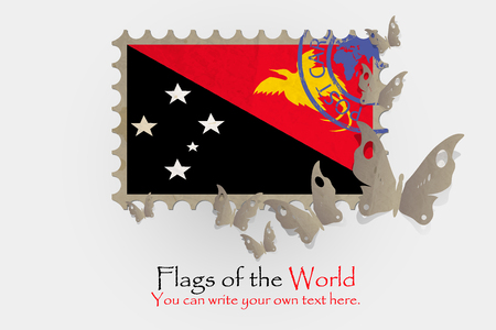 vector flag measurements with butterflies from paper of Papua - New Guineaのイラスト素材