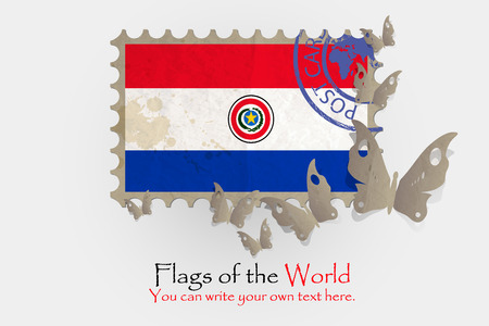 vector flag measurements with butterflies from paper of Paraguayのイラスト素材