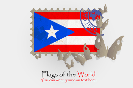 vector flag measurements with butterflies from paper of Puerto Ricoのイラスト素材
