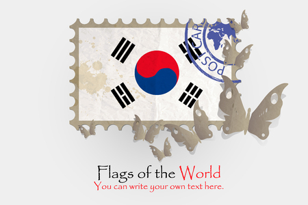 vector flag measurements with butterflies from paper of Republic of Koreaのイラスト素材