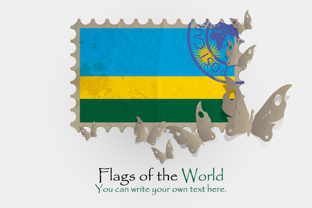 vector flag measurements with butterflies from paper of Rwandaのイラスト素材