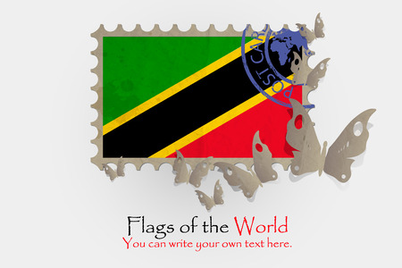 vector flag measurements with butterflies from paper of Saint Kitts and Nevisのイラスト素材