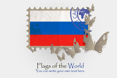 vector flag measurements with butterflies from paper of Russianのイラスト素材