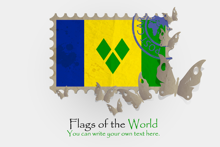 vector flag measurements with butterflies from paper of Saint Vincent and the Grenadinesのイラスト素材