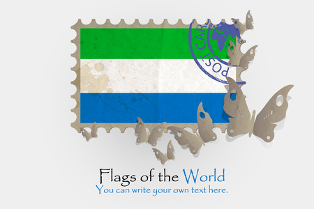 vector flag measurements with butterflies from paper of Sierra Leoneのイラスト素材