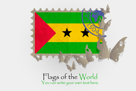 vector flag measurements with butterflies from paper of Sao Tome and Principeのイラスト素材