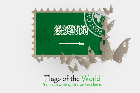 vector flag measurements with butterflies from paper of Saudi Arabiaのイラスト素材