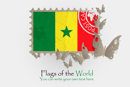 vector flag measurements with butterflies from paper of Senegalのイラスト素材