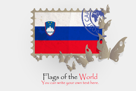 vector flag measurements with butterflies from paper of Sloveniaのイラスト素材