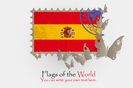 vector flag measurements with butterflies from paper of Spainのイラスト素材