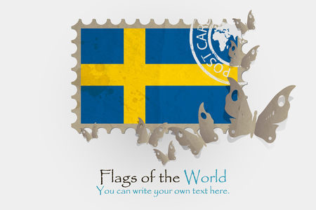 vector flag measurements with butterflies from paper of Swedenのイラスト素材