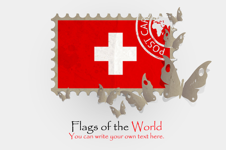 vector flag measurements with butterflies from paper of Swissのイラスト素材