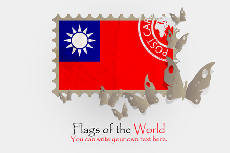 vector flag measurements with butterflies from paper of Taiwanのイラスト素材