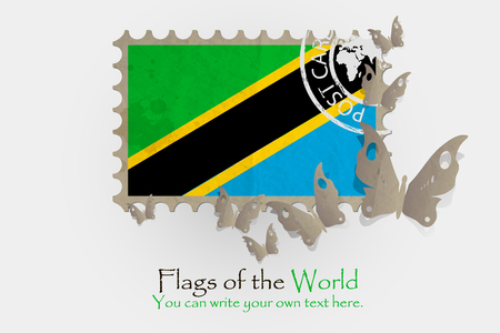 vector flag measurements with butterflies from paper of Tanzaniaのイラスト素材