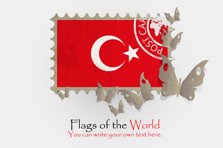 vector flag measurements with butterflies from paper of Turkeyのイラスト素材