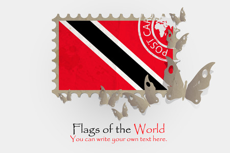 vector flag measurements with butterflies from paper of Trinidad and Tobagoのイラスト素材