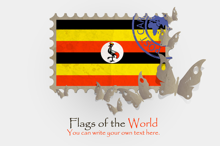 vector flag measurements with butterflies from paper of Ugandaのイラスト素材