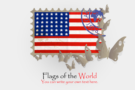 vector flag measurements with butterflies from paper of United States of Americaのイラスト素材