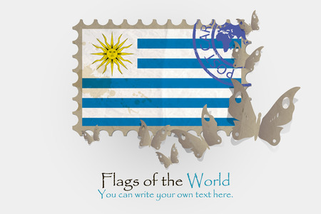 vector flag measurements with butterflies from paper of Uruguayのイラスト素材
