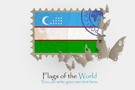 vector flag measurements with butterflies from paper of Uzbekistanのイラスト素材