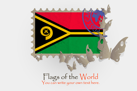 vector flag measurements with butterflies from paper of Vanuatuのイラスト素材