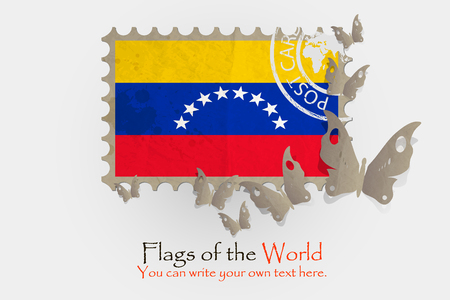 vector flag measurements with butterflies from paper of Venezuelaのイラスト素材