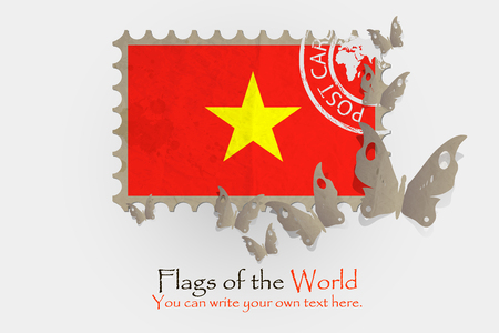 vector flag measurements with butterflies from paper of Vietnamのイラスト素材