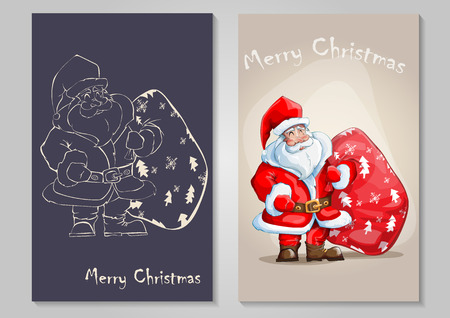Cartoon vector illustration of a happy Santa Claus welcoming with open arms.のイラスト素材
