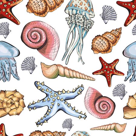 Seamless shell patternのイラスト素材