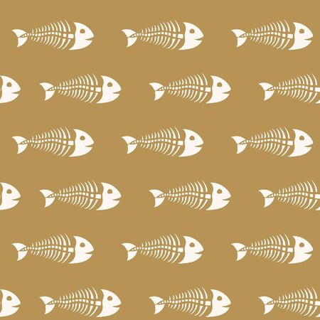 the pattern of fish skeletons drawn by handのイラスト素材