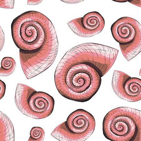 Seamless pattern of shells of different colorsのイラスト素材