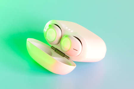 Wireless headphones in the caseの写真素材