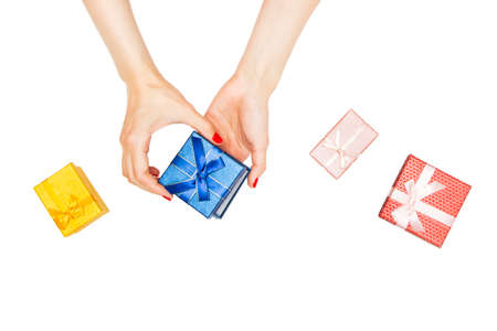 Gift in a box packedの写真素材
