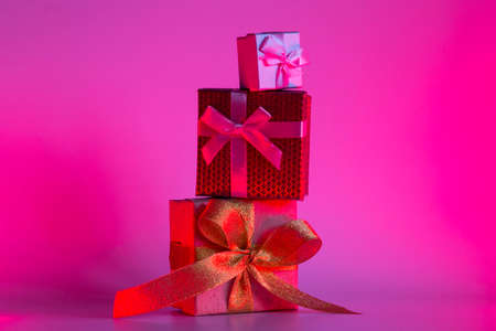 Gift in a box packedの写真素材