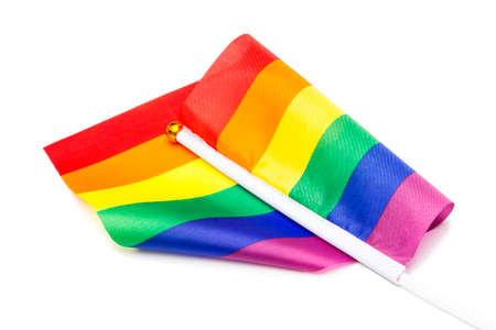 Rainbow flag on white background, LGBTの写真素材