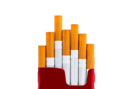 Cigarettes with a filter on a white backgroundの写真素材